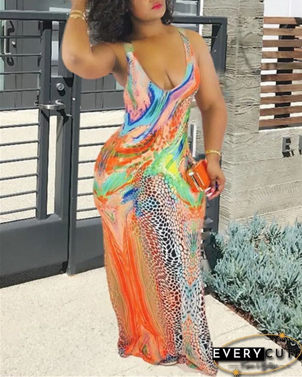 Mermaid U Neck Sexy Women Sleeveless Maxi Dress