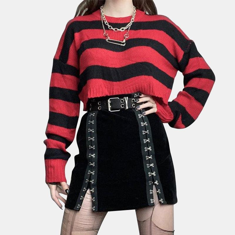 Red and Black Striped Sweater
