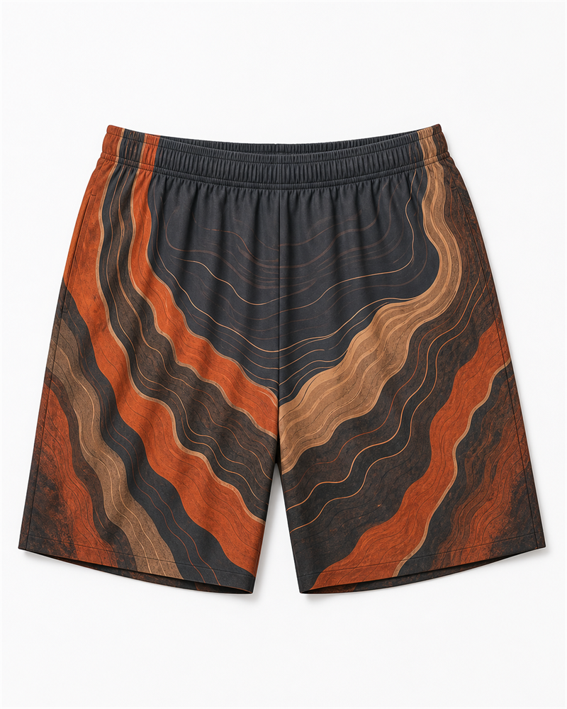 Big & Tall Canyon Wave Digital Print T-Shirt and Shorts Set