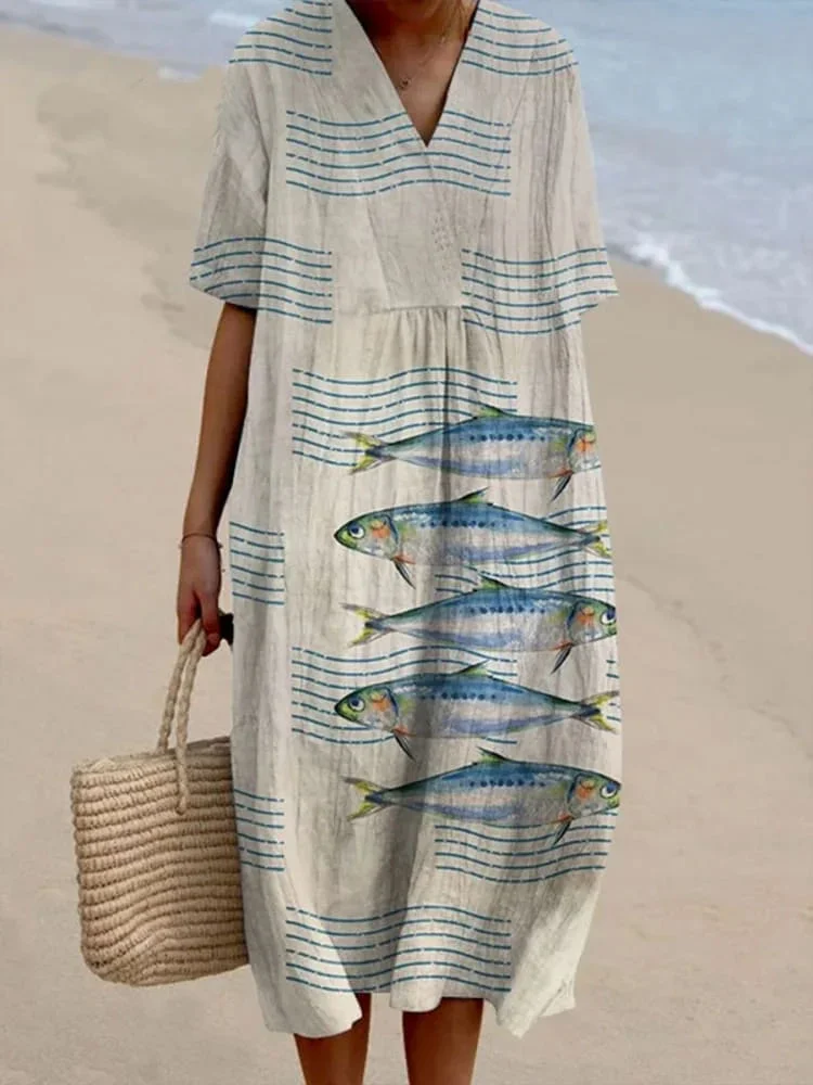 Women's  Fish  Art Print  Casual Dress