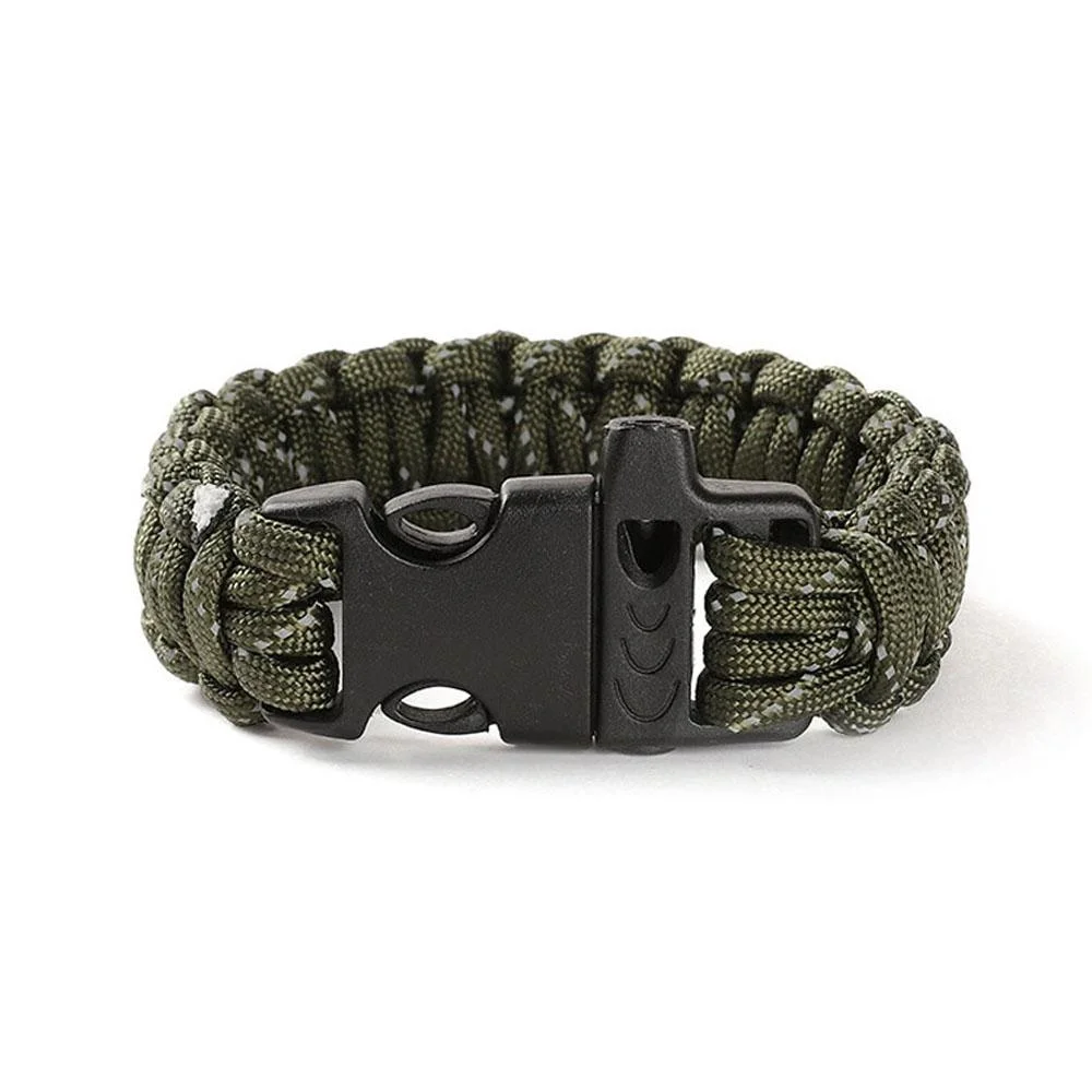 4 PCS Nine-Core Reflective Umbrella Rope Woven Bracelet Survival Whistle Emergency Umbrella Rope Wristband