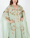Delicate Rhinestone Embroidery Sequin Floral Appliqué Kaftan
