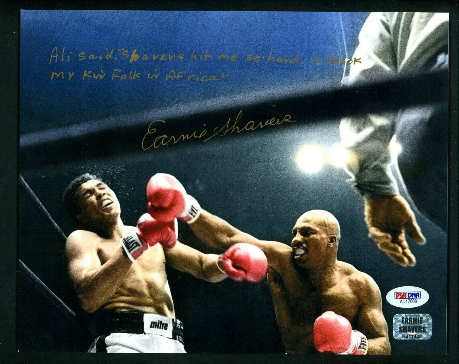 Ernie Shavers vs Muhammad Ali PSA/DNA Signed 8 x 10 Photo Poster painting with inscription