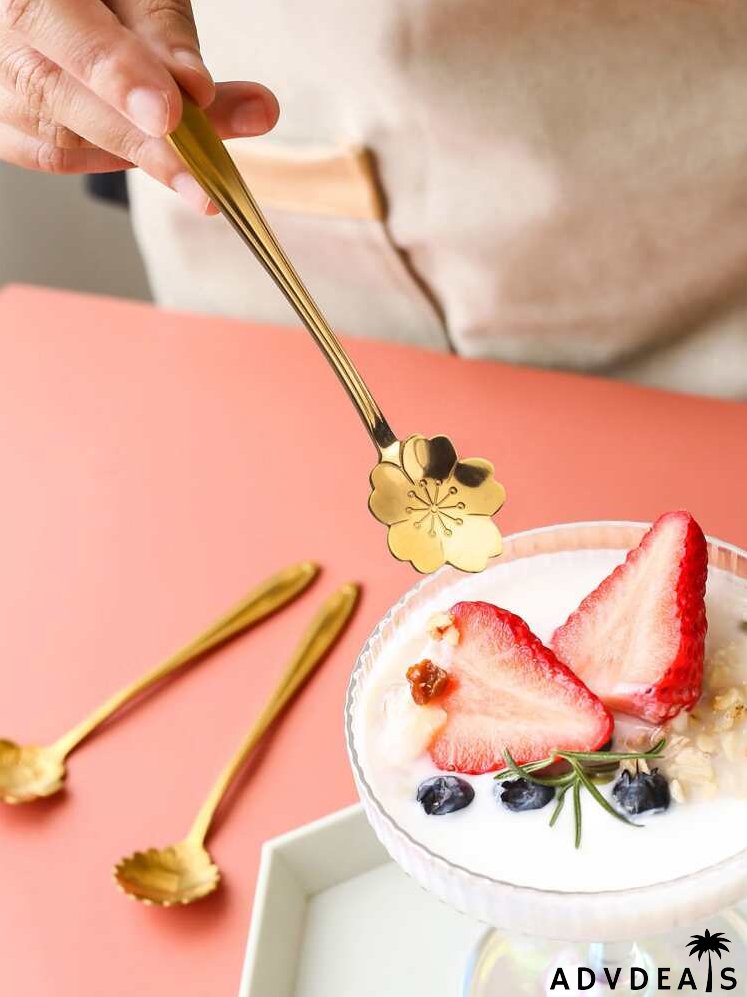 6pcs Random Stainless Steel Flower Spoon