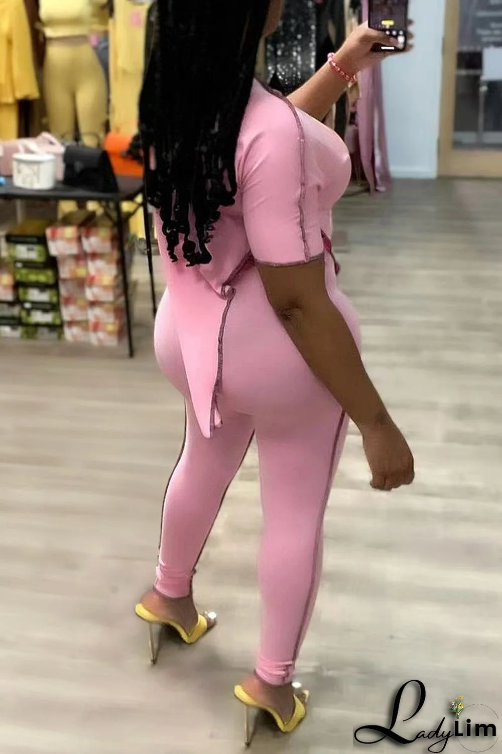 Orange Fashion Casual Solid Patchwork Asymmetrical O Neck Short Sleeve Two Pieces