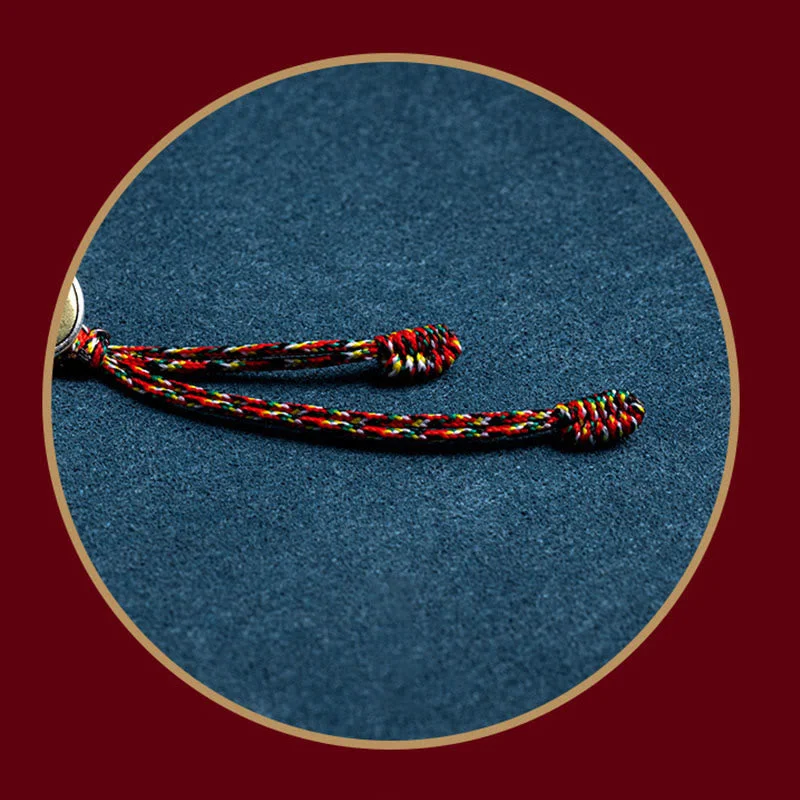 Handmade 925 Sterling Silver Chinese Zodiac Natal Buddha Protection Colorful Rope Bracelet