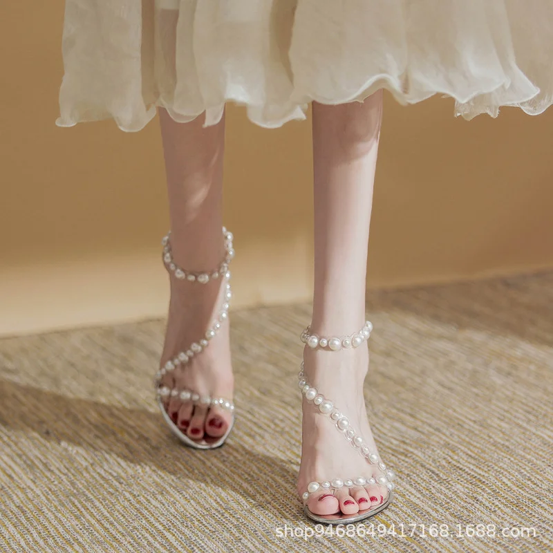 Breakj Breakj Transparent Sandals Women 2023 Summer Fashion New Fairy Wind Sheel With High-End High-Heeled Shoes