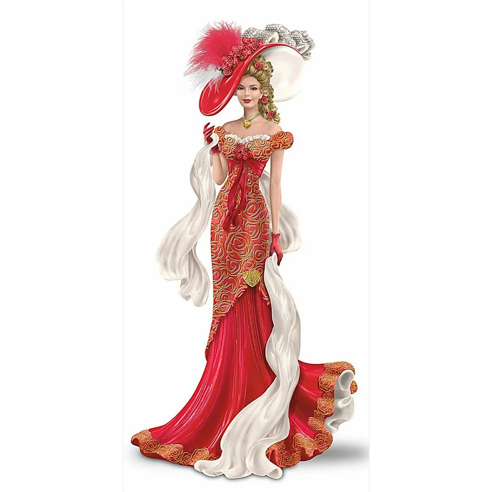 Diamond Painting - Full Round Drill - Red Dress Lady(30*60cm)
