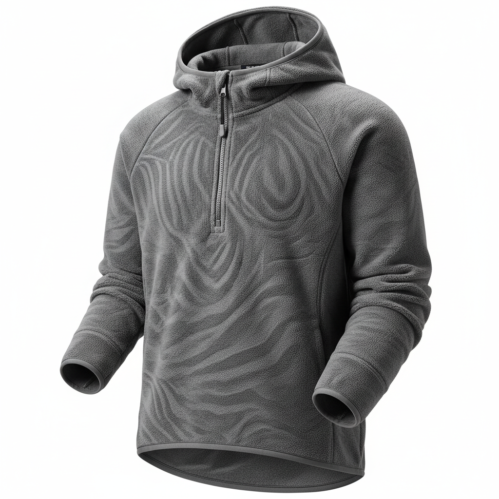 thesupersurf Grey Fleece Hoodie with Unique Swirl Pattern 