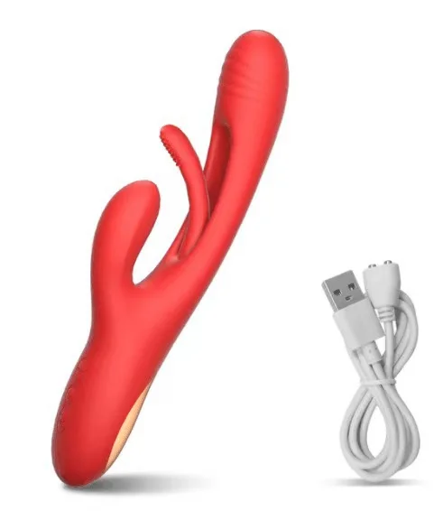 3-in-1 rabbit vibrater rose with tongue clitoris stimulator, the red rose sexual toy