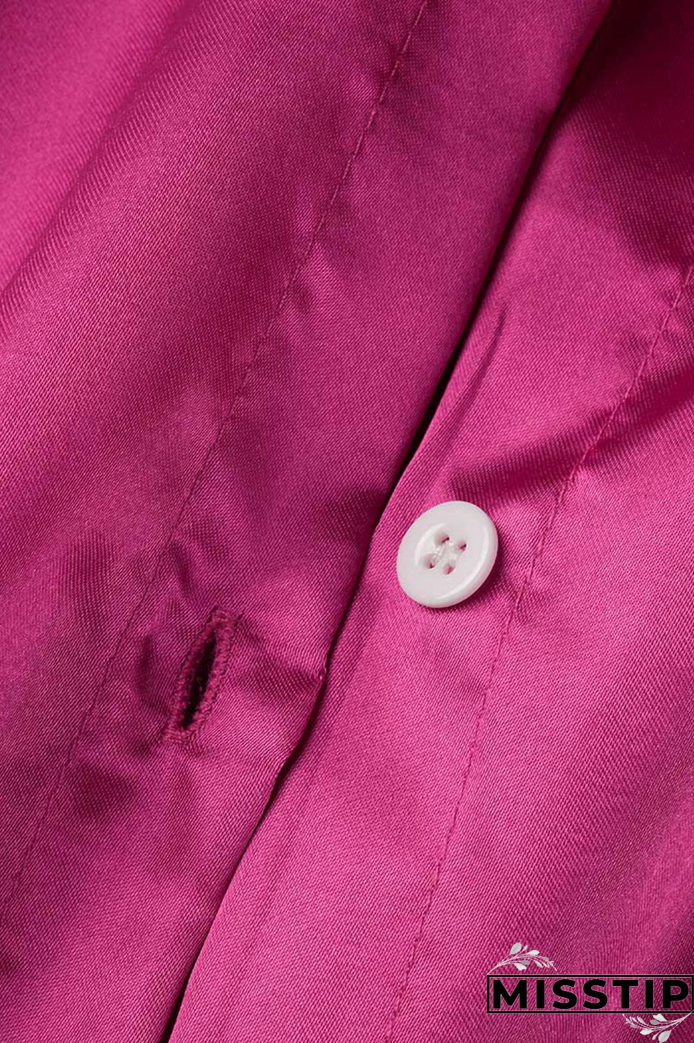 Rose Red Fashion Casual Solid Basic Turndown Collar Short Sleeve Two Pieces