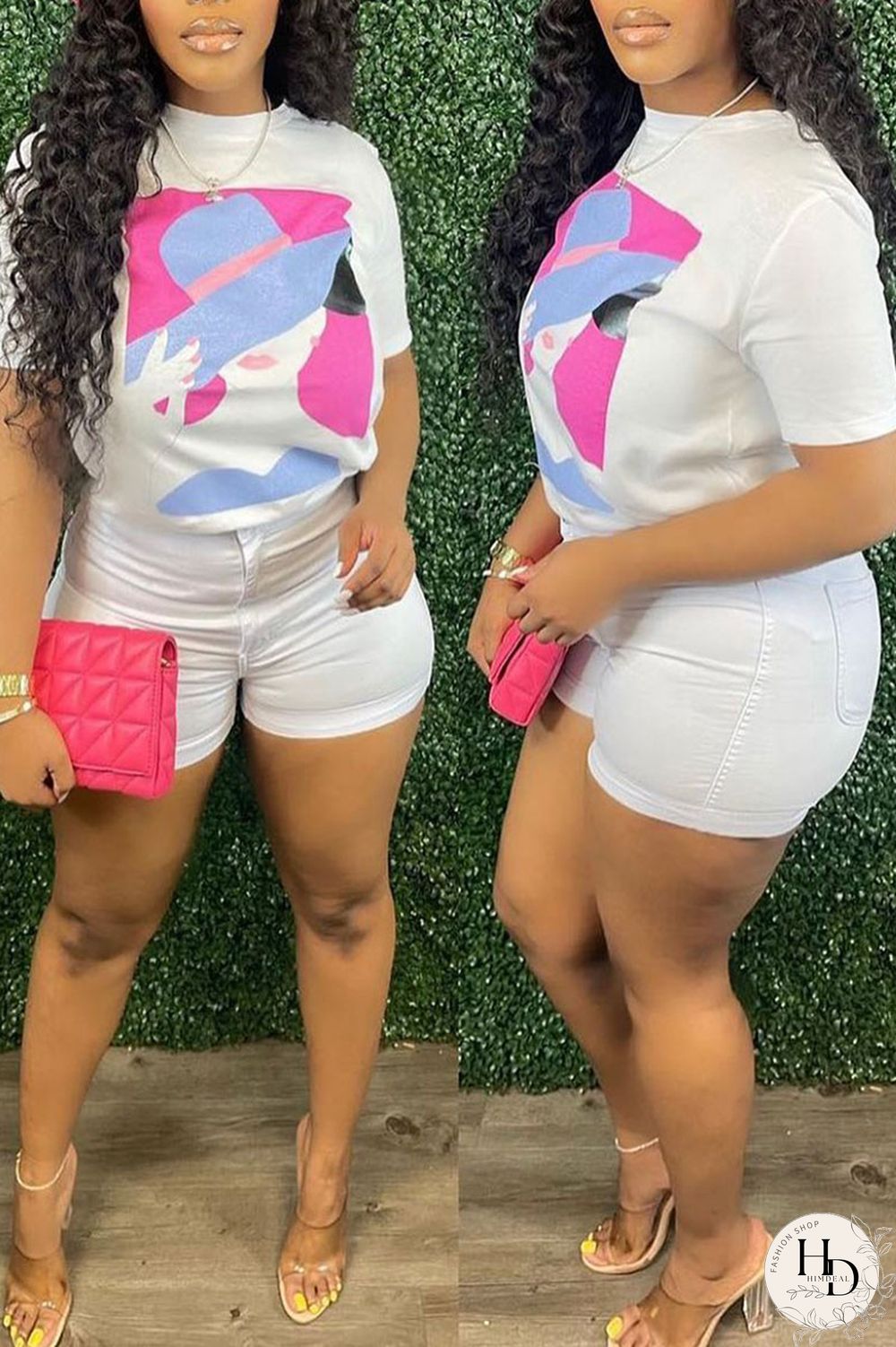 Red Casual Print Patchwork O Neck T-Shirts