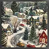 Christmas Snow Scene-14CT Stamped Cross Stitch 50*50cm tapestrymarket