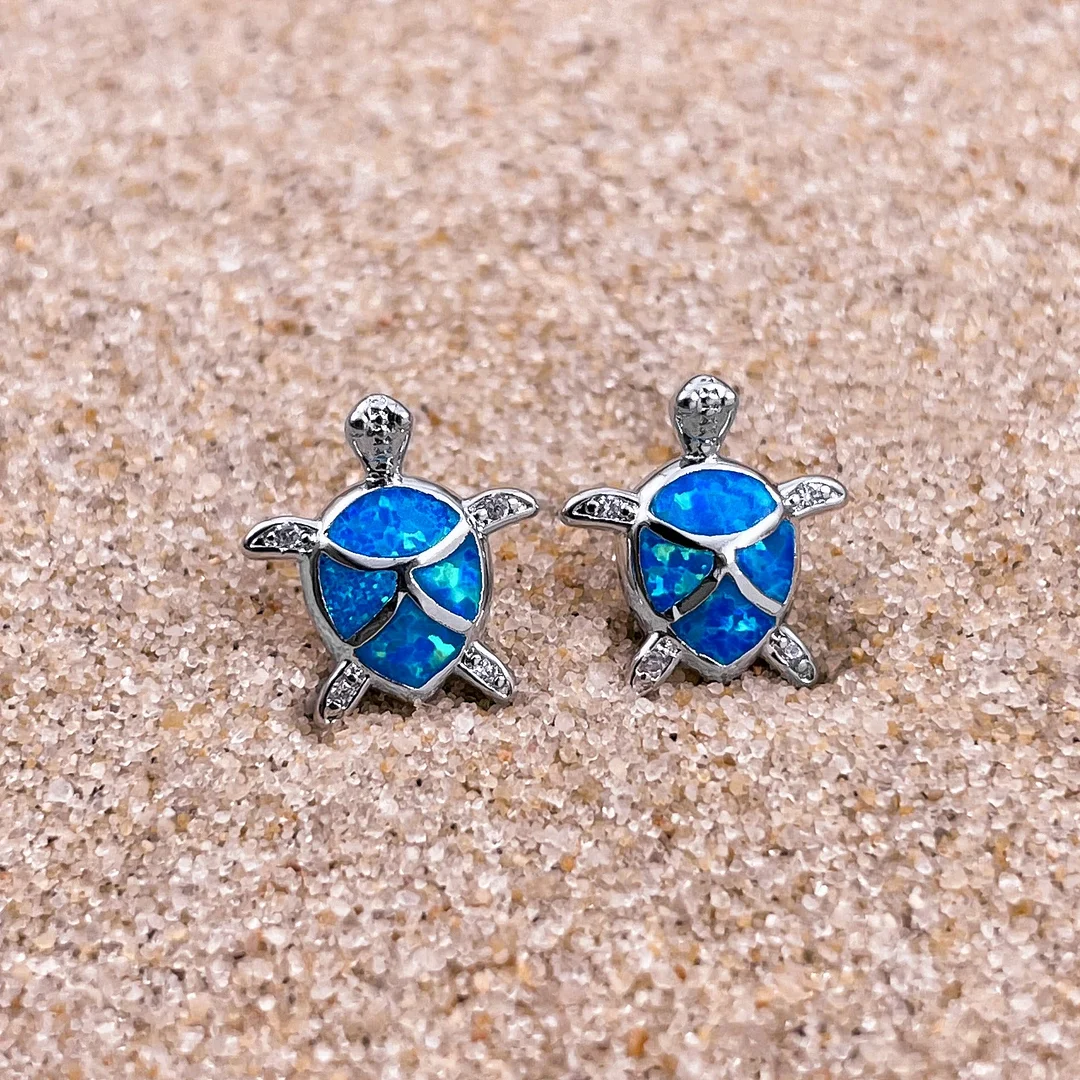 Dainty Opal Sea Turtle Studs