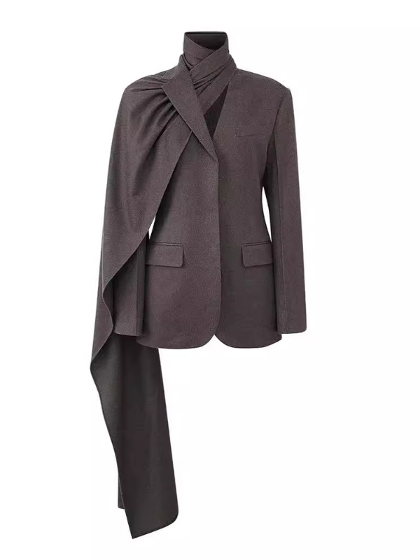 Classy Irregular Suit Jacket With Shawl