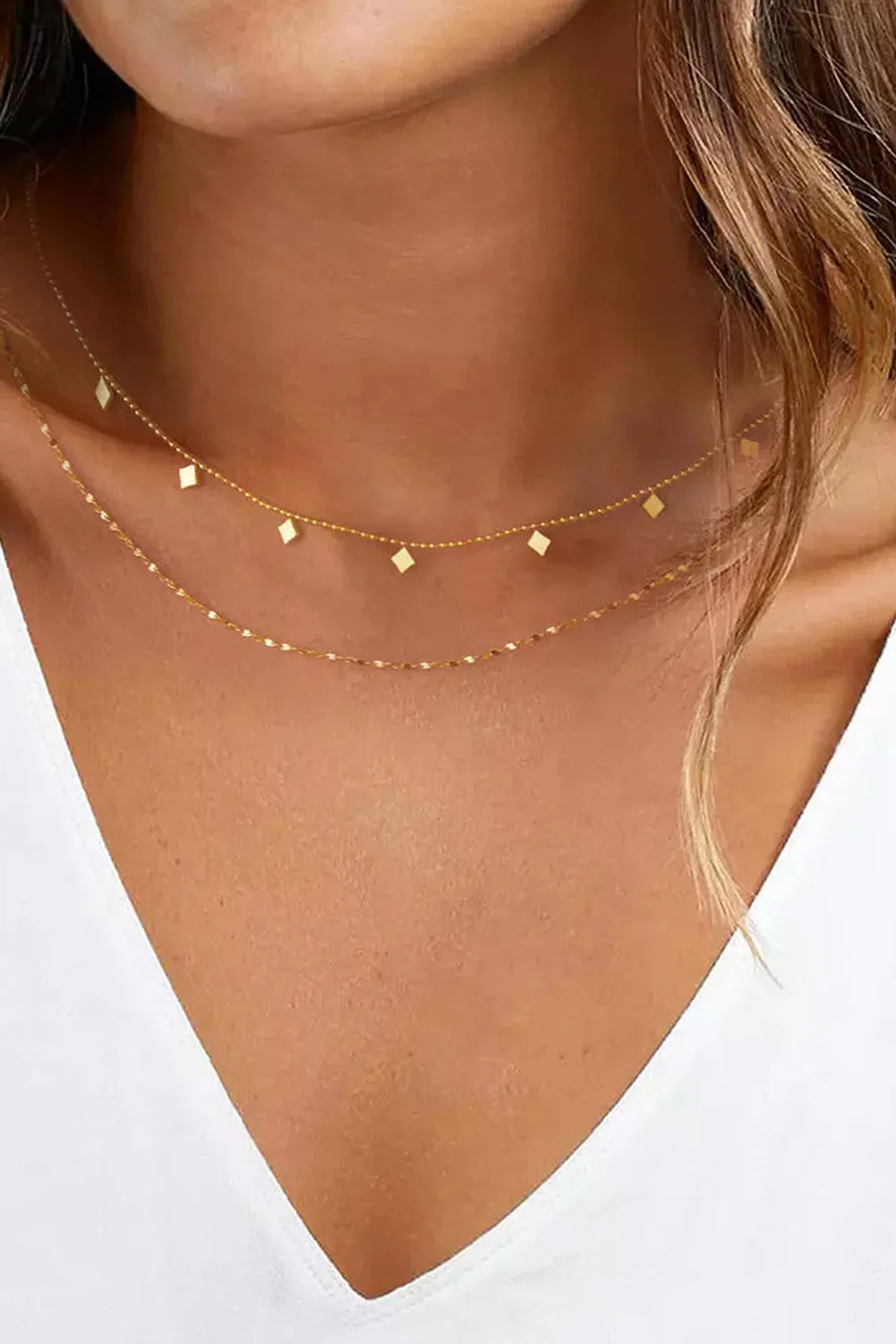 Gold Double-Layered Alloy Necklace | IFYHOME