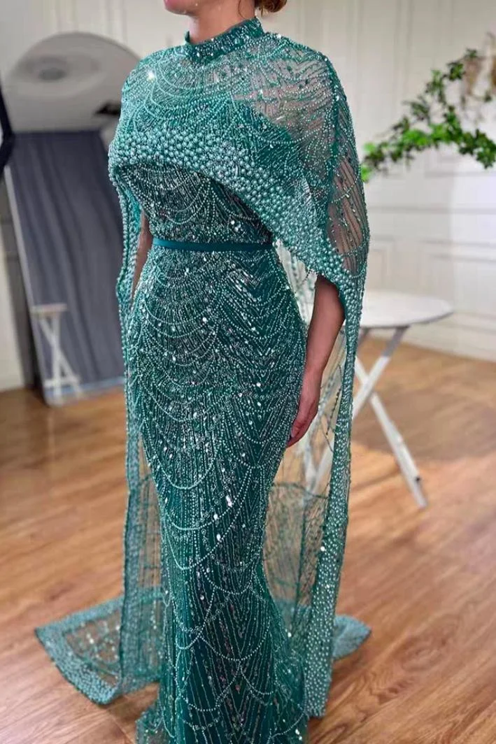 Chic High Neck Sleeveless Long Mermaid Prom Dress With Beading HS0002