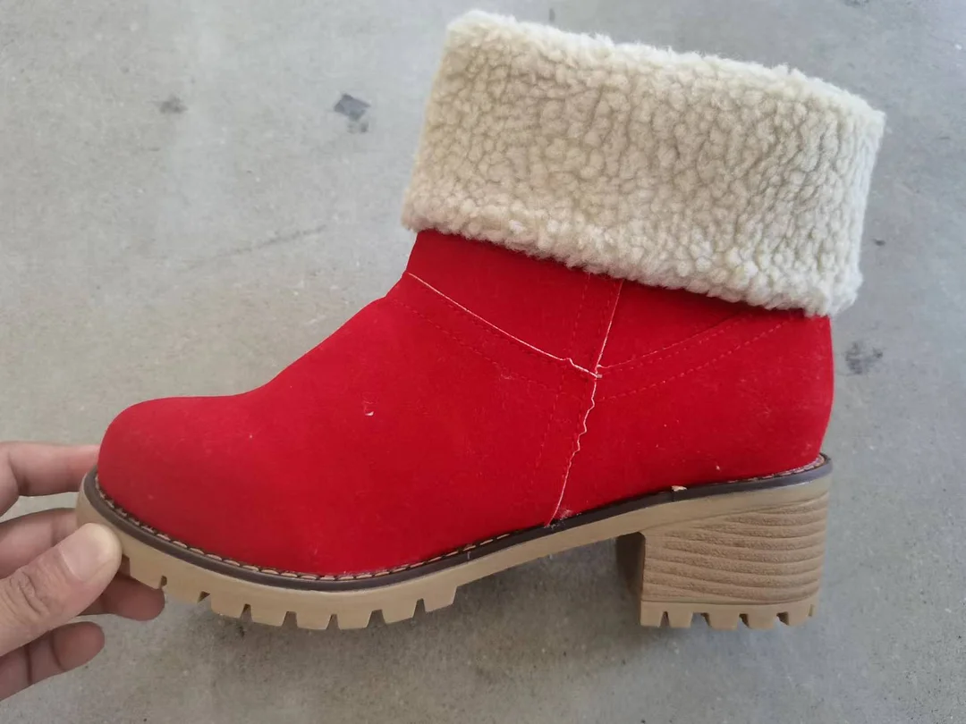 Qengg Qengg Boots New Autumn And Winter Plus Velvet Warm Two Wear Women's Boots Thick Heel Middle Boots Large Size Snow Boots Women