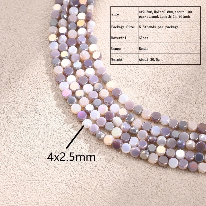 5 Strands/Package 4×2.5mm Hole Under 1mm Glass Electroplate Glass Beads Colorful Simple Candy Beads