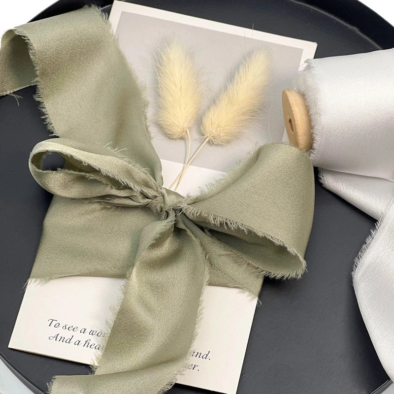 Satin Hand Ripped Burr Cloth Strip Ribbon New Year Ribbon Soft Decorative Hair Ribbon Flowers Ribbon Christmas Ribbon