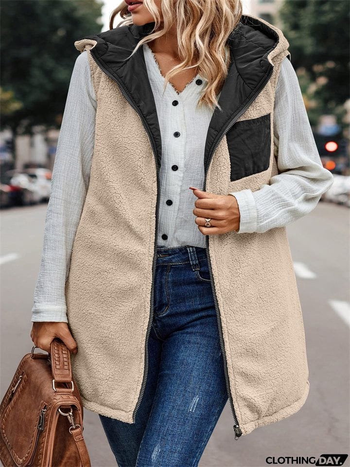 Sleeveless Zip-up Reversible Quilted Vest Puffer Jacket for Women