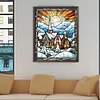 Diamond Painting-DIY Round Part AB Drill Stained Glass Snow Scene (45*55CM)
