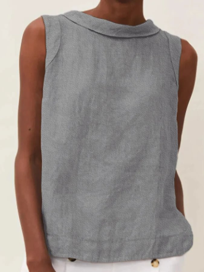 Solid Color Cotton And Linen T-Shirt socialshop