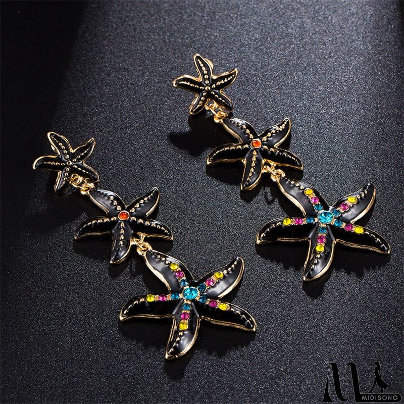 MidiSono - Fashion Personality Black Punk Ocean Starfish Earrings