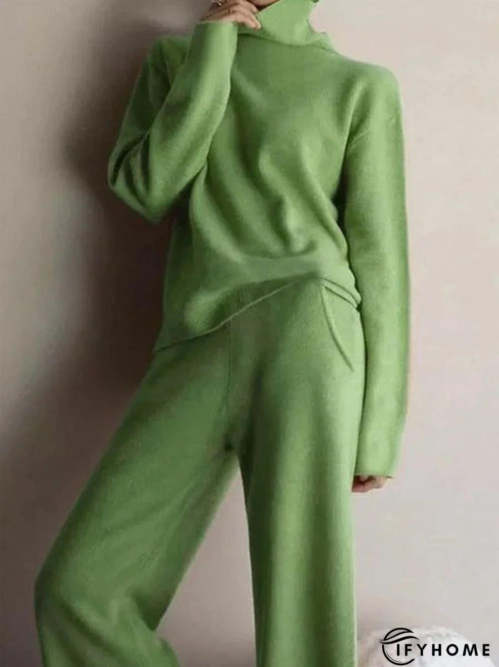 Plain Long Sleeve Casual Two Piece Set | IFYHOME