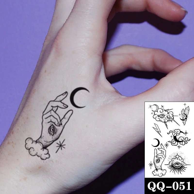 Tattoo Sticker Moon Sun Lunar Star Element Body Art Makeup Waterproof Temporary Women and Men Fake Tatoo