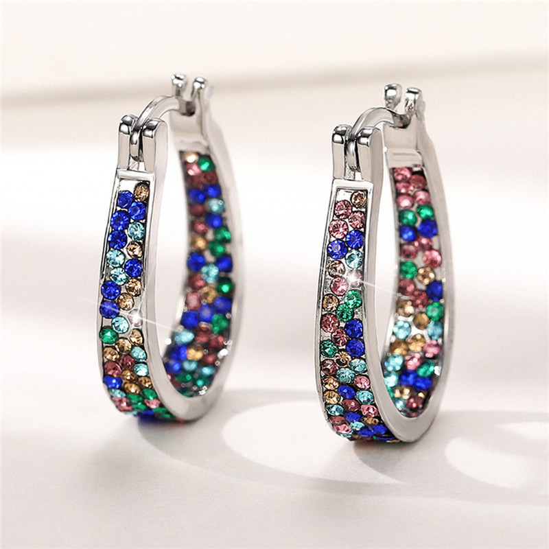 Fashion Multicolor Rhinestone U-Shaped Halloween Earrings 2024 - Flycurvy 