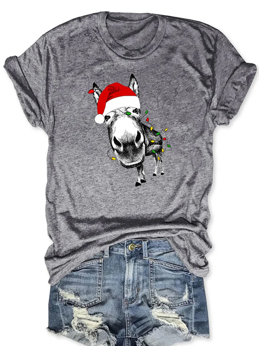Merry Christmas Donkey light T-shirt
