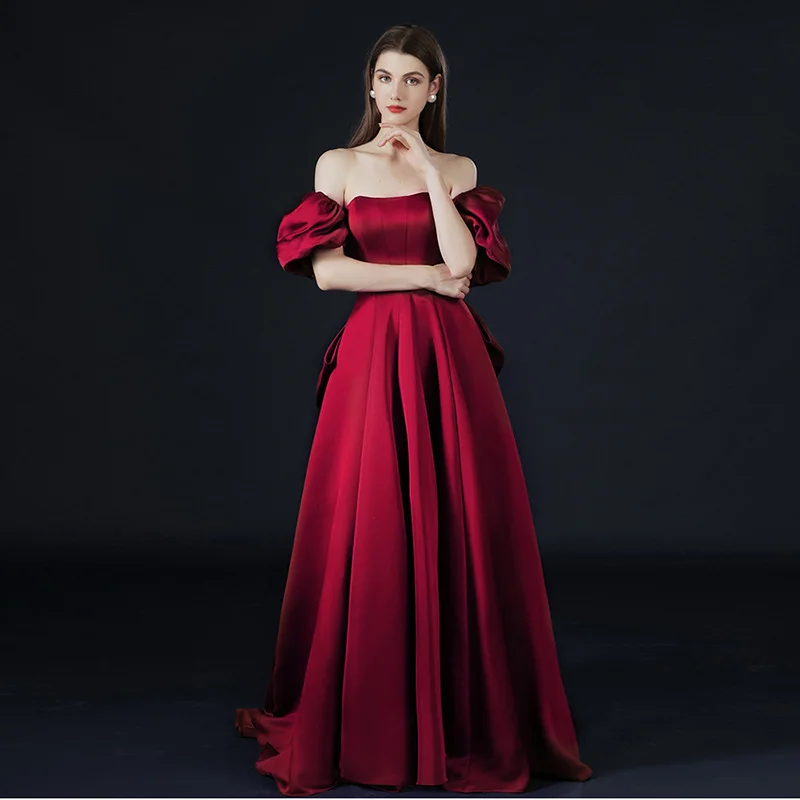 Uveng Uveng Shoulder Evening Dress 2025 New Atmospheric Long Dress Annual Conference Host Graduation Party Dress