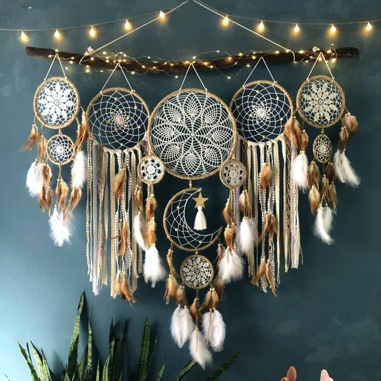Dreamcatcher Moon And Stars Hanging Over The Bed | AvasHome