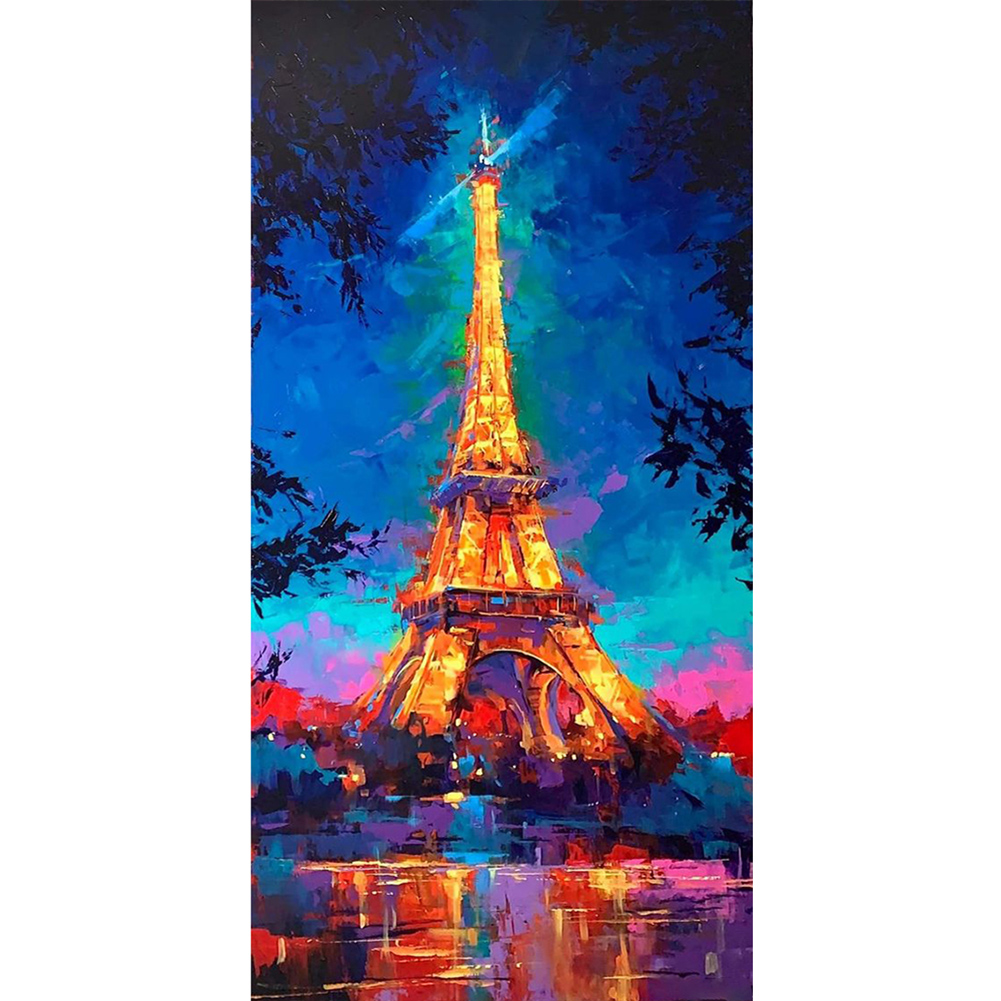 Oil on Canvas Paris Tower-Paint by Numbers-16"x32"/40x80cm