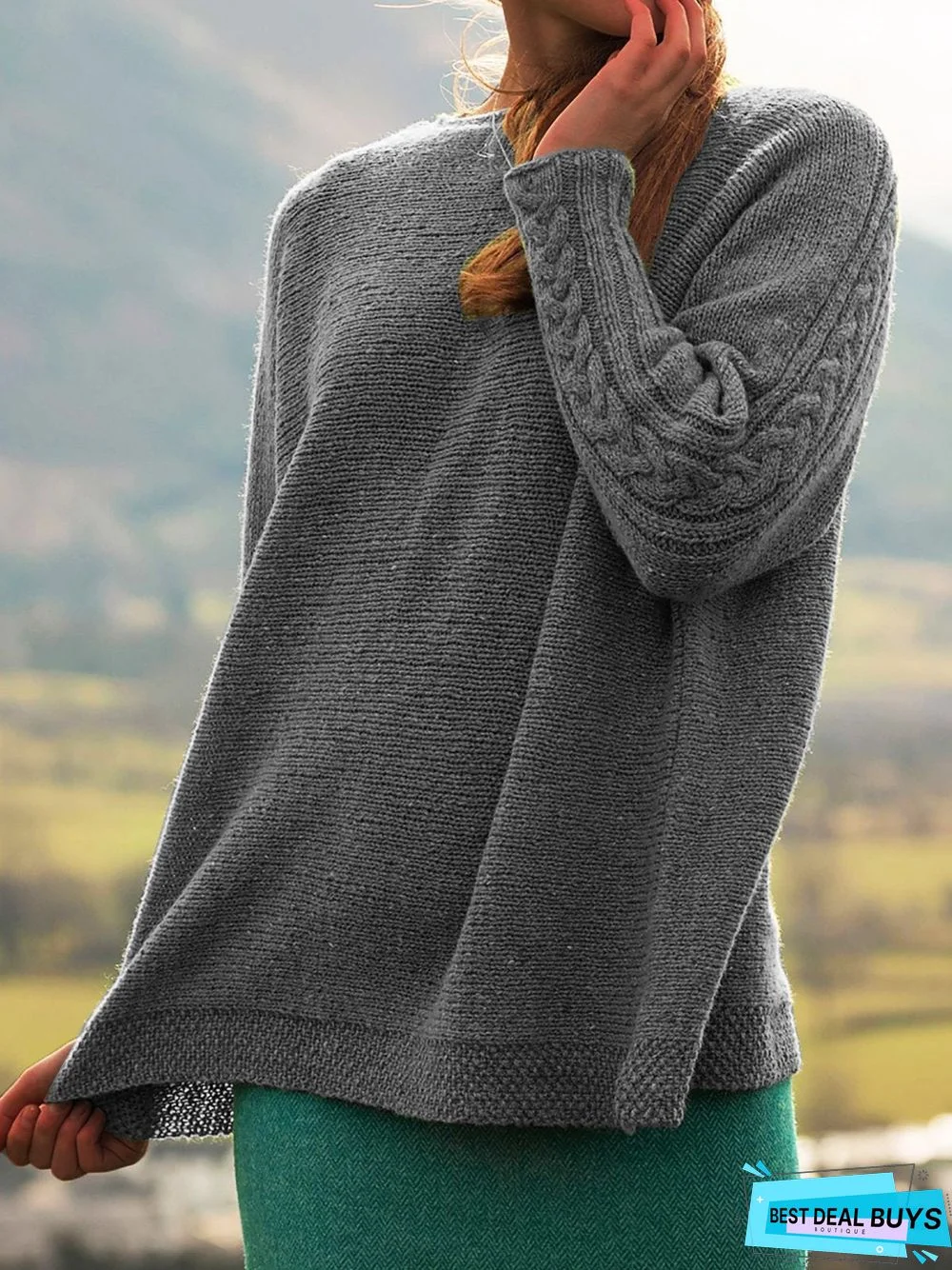 Crew Neck Knitted Sweaters Plus Size Pullovers Jumpers