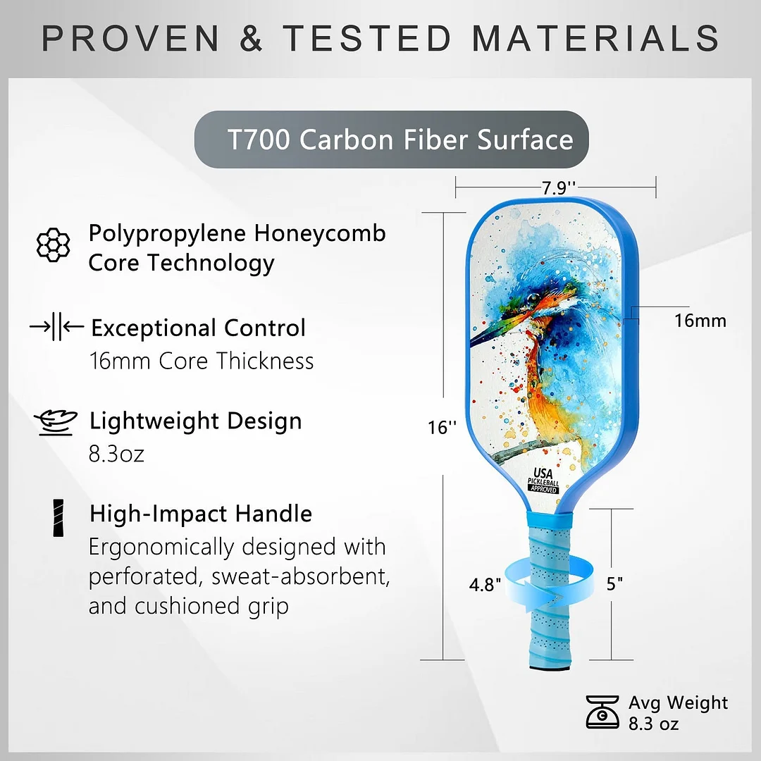 Original Paddle (16mm) T700 Sandblasted Carbon Fiber-Acrylic Ace Paddle
