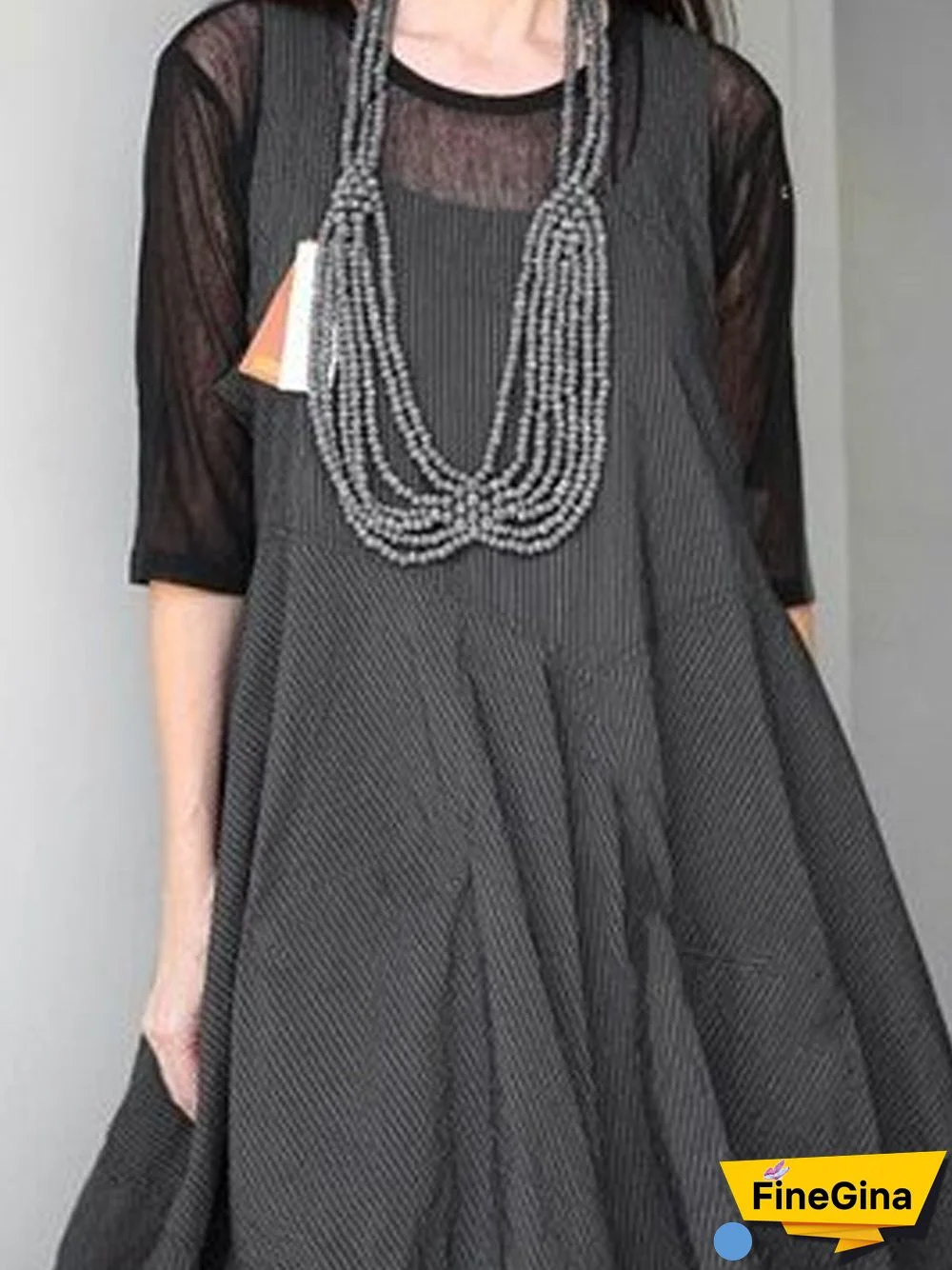 Sleeveless A-Line Casual Floral-Print Weaving Dress