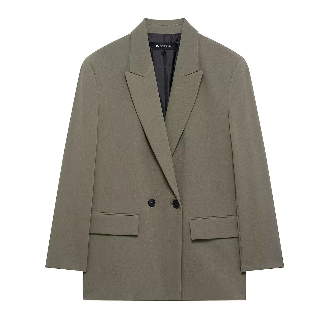 Nigikala Nigikala Spring And Autumn New Women's Fashion Loose Double Buckle Small Suit Coat Top D62075