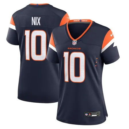 Women's Denver Broncos #10 Bo Nix  Navy Alternate Game Jersey