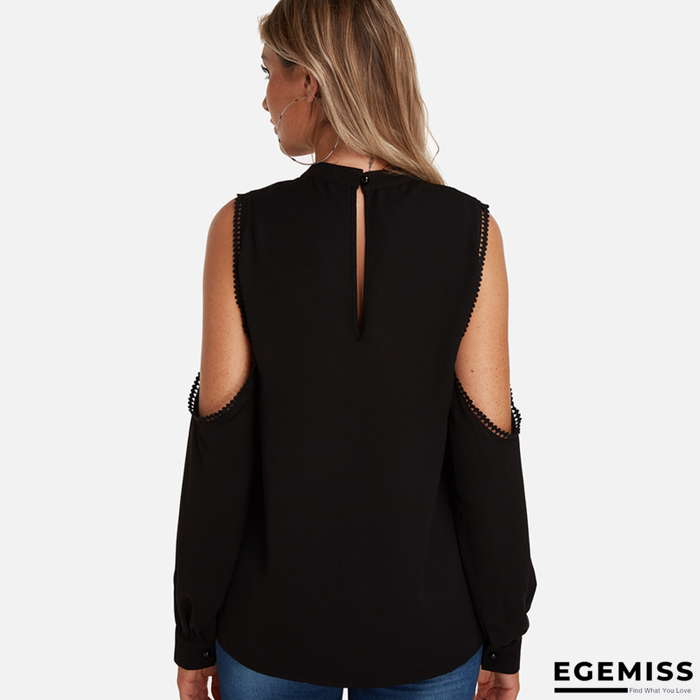Casual Loose Sexy V-Neck Off Shoulder Long Sleeves Cut Out Blouse Shirts with Chock | EGEMISS