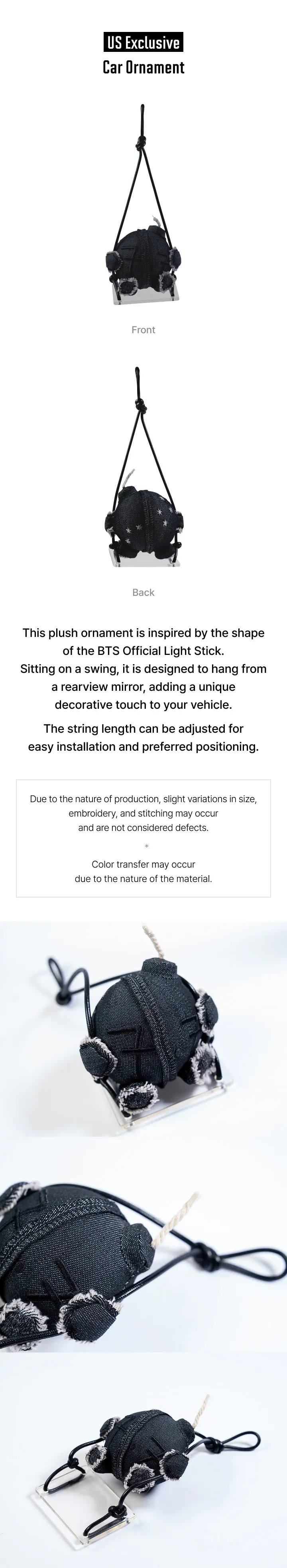 BTS World Tour Car Ornament | Plush Rearview Mirror Charm