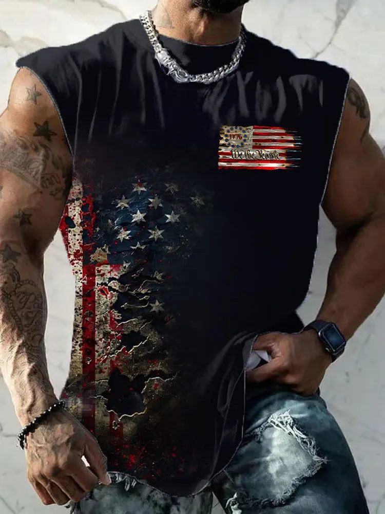 Men's Indepedence Day Print Casual Vest