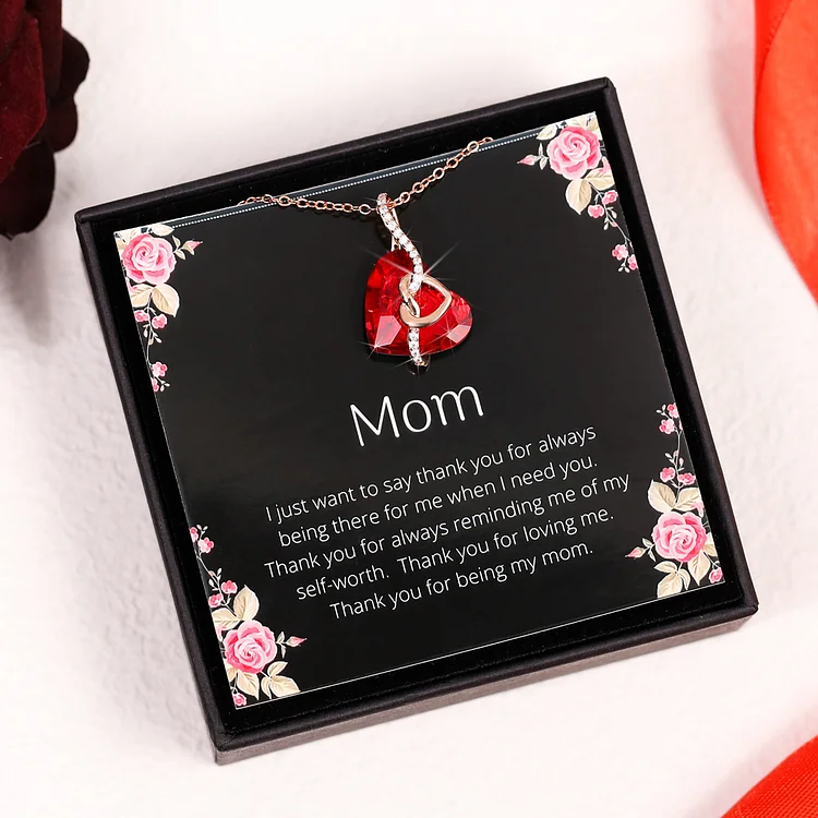 To My Mom Love Knot Crystal Necklace "Thank You for Being My Mom"