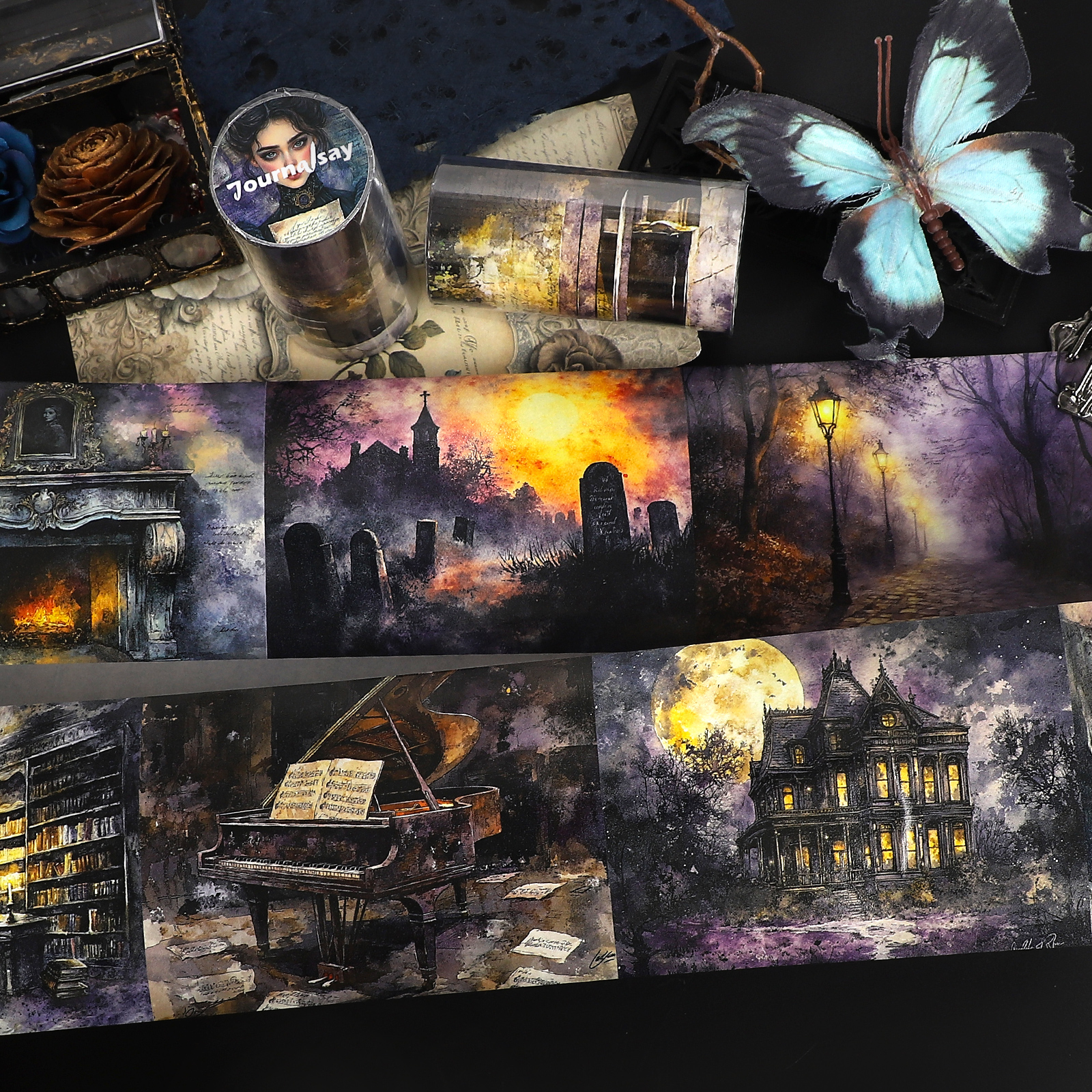 와시 테이프 - 80mm*198cm 빈티지 다크 매너 캐릭터