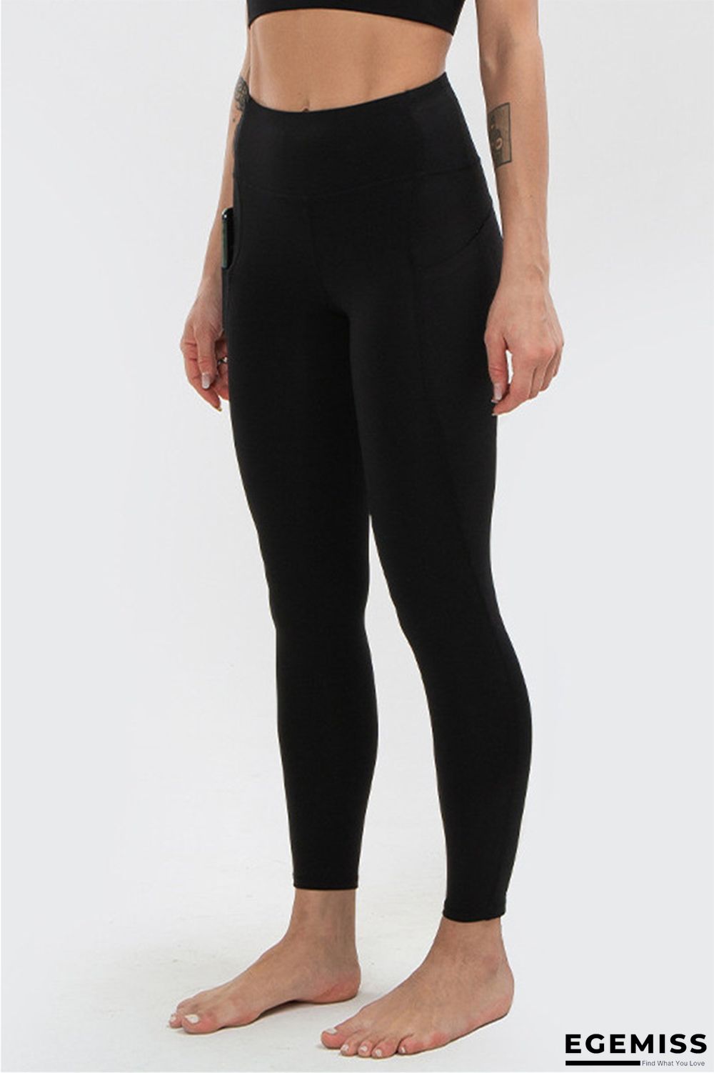 Black Casual Sportswear Solid High Waist Butt-lifting Yoga Trousers | EGEMISS