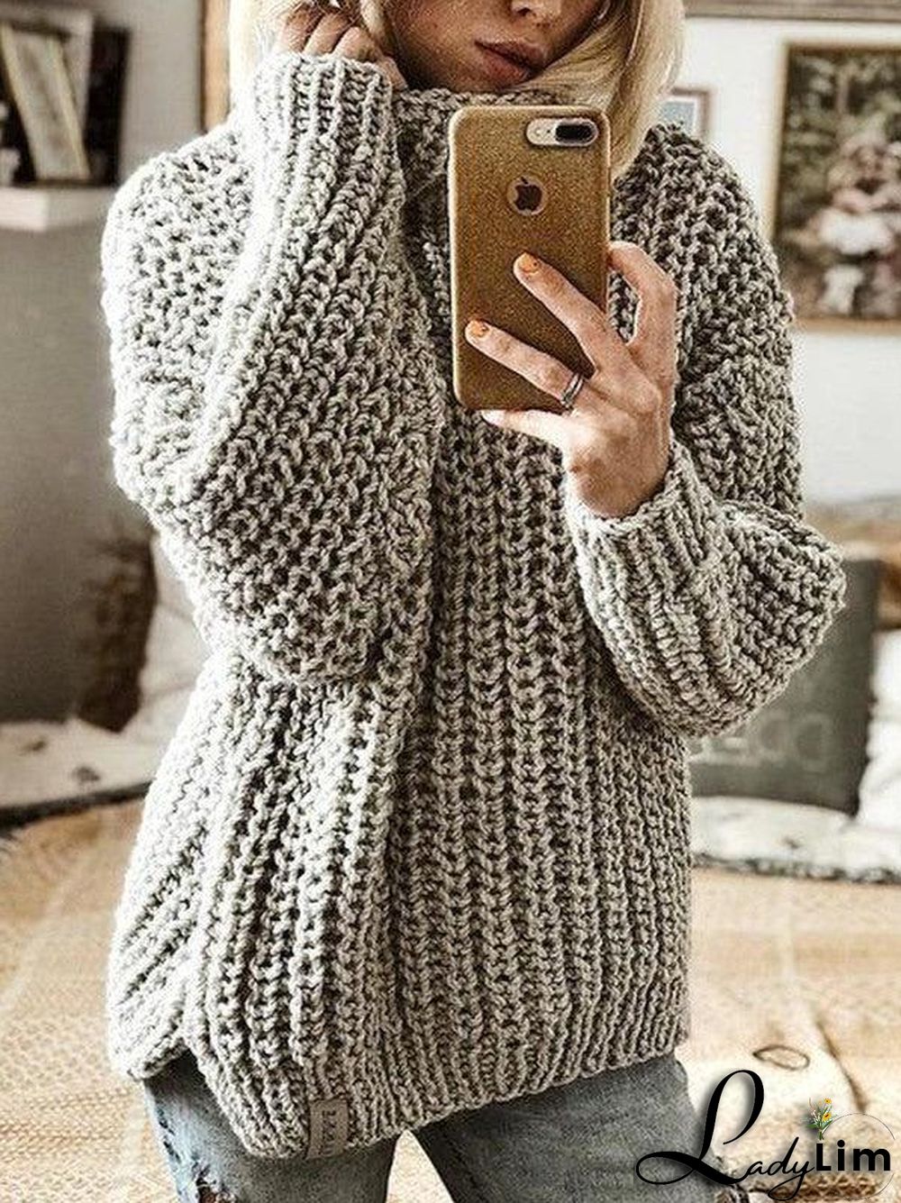 Baggy Long Sleeve Grey Sweater