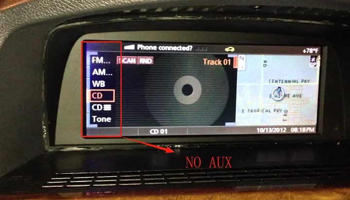 BMW E65 E66 OEM system without AUX menu