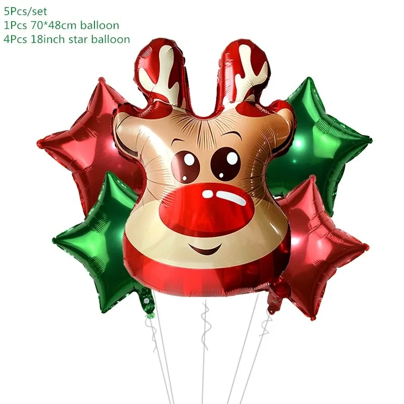 5Pcs/set Cartoon Santa Claus Snowman Foil Balloons Christmas Party Decorations Party Balloons Inflatable Helium Balloon Kids Toy