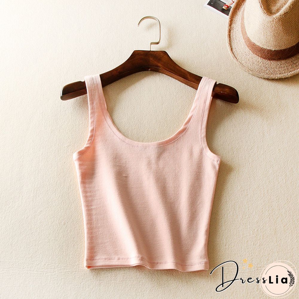 Korean Autumn Womens Short Cropped Cotton Tank Tops New Fall Fashion Ladies' Casual Cotton Crop Tanks